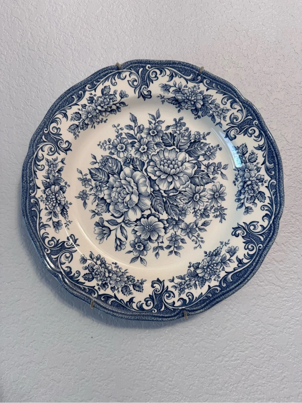 3 Blue and white floral Royal Staffordshire plates